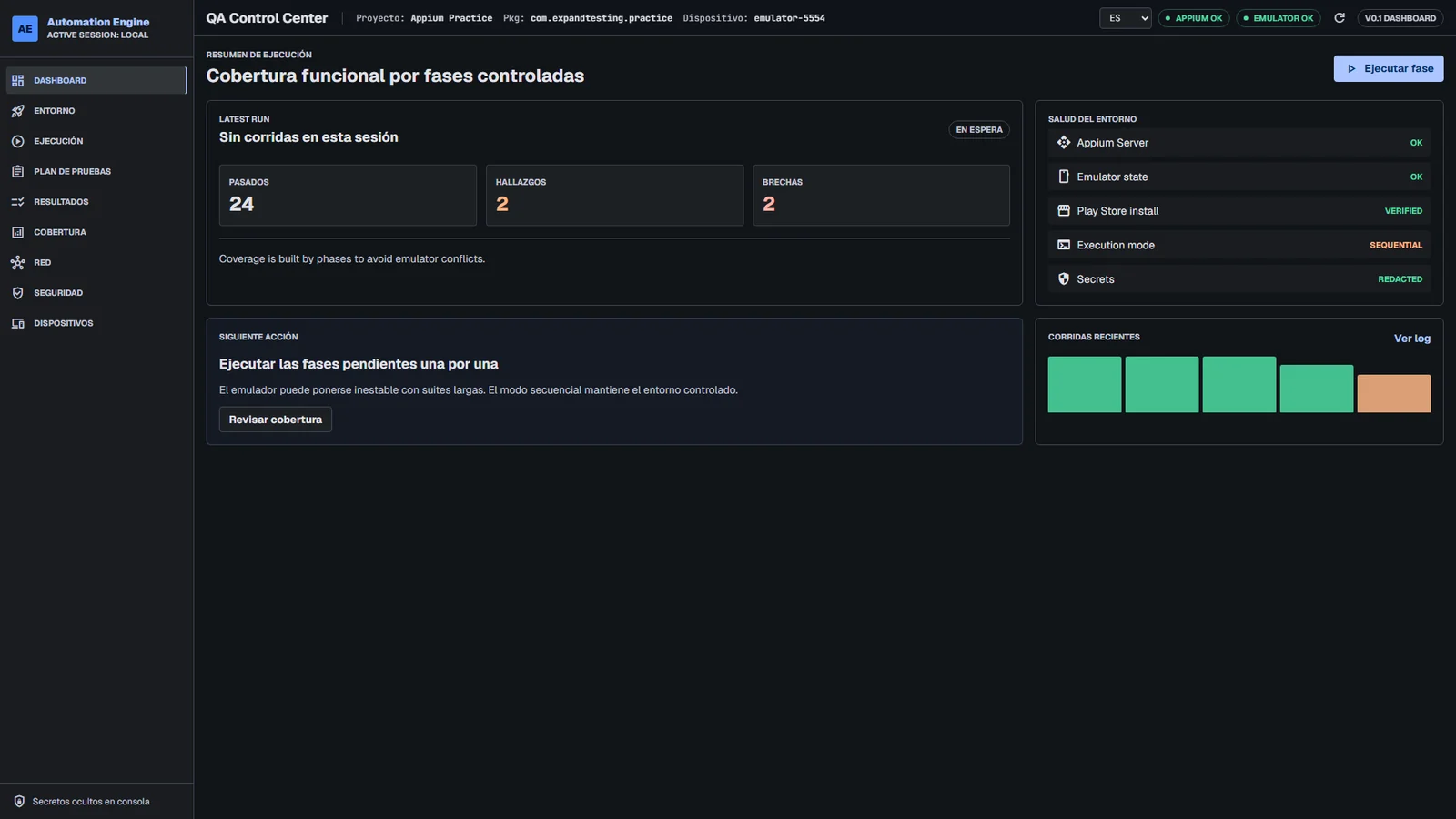 QA Control Center for Appium Practice